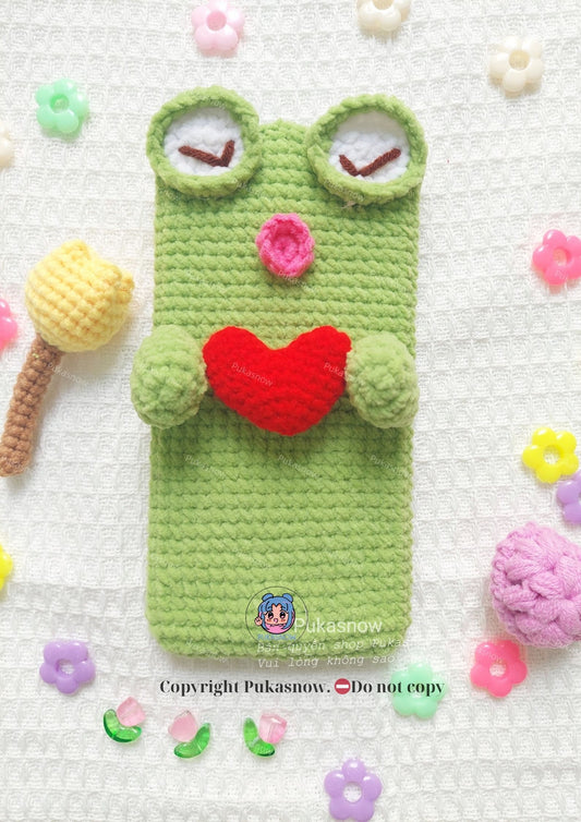 🐸A uniquely designed phone pouch featuring a frog hugging a heart🐸