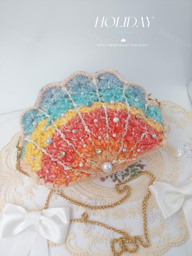 🩷The rainbow pearl crochet bag🩷