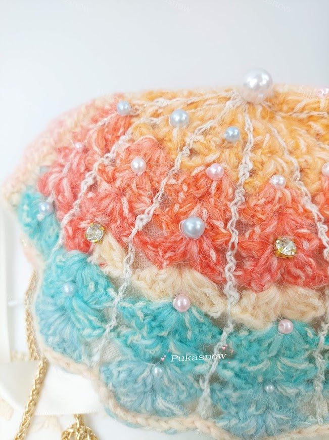 🩷The rainbow pearl crochet bag🩷