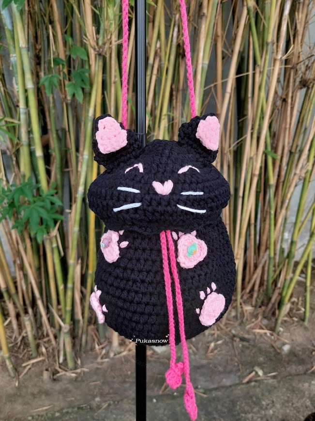 Black Cat Crochet Bag