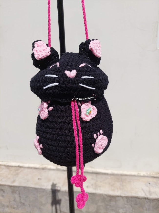 Black Cat Crochet Bag