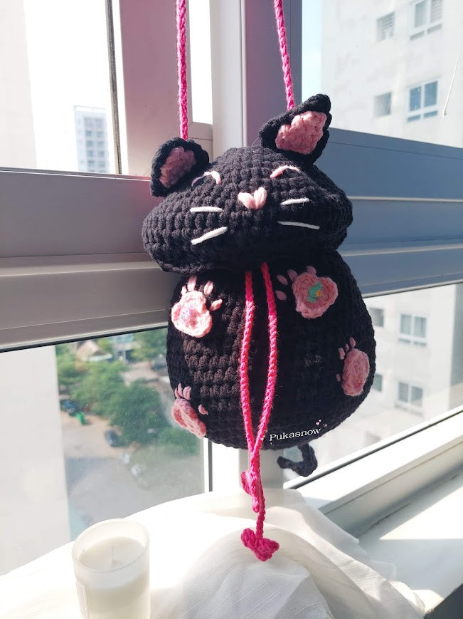 Black Cat Crochet Bag