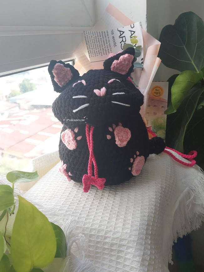 Black Cat Crochet Bag